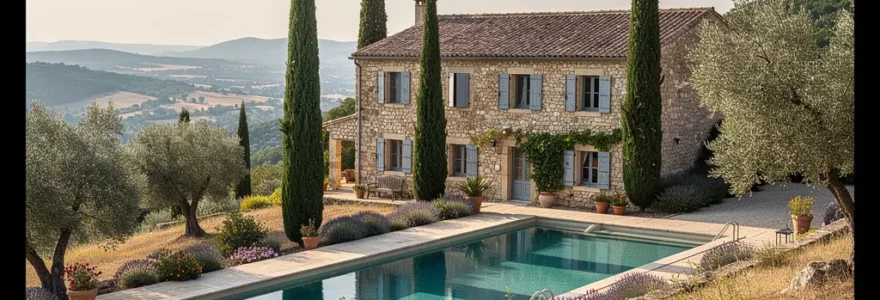 Propriété de prestige provençale avec piscine et jardin méditerranéen typique du marché immobilier haut de gamme